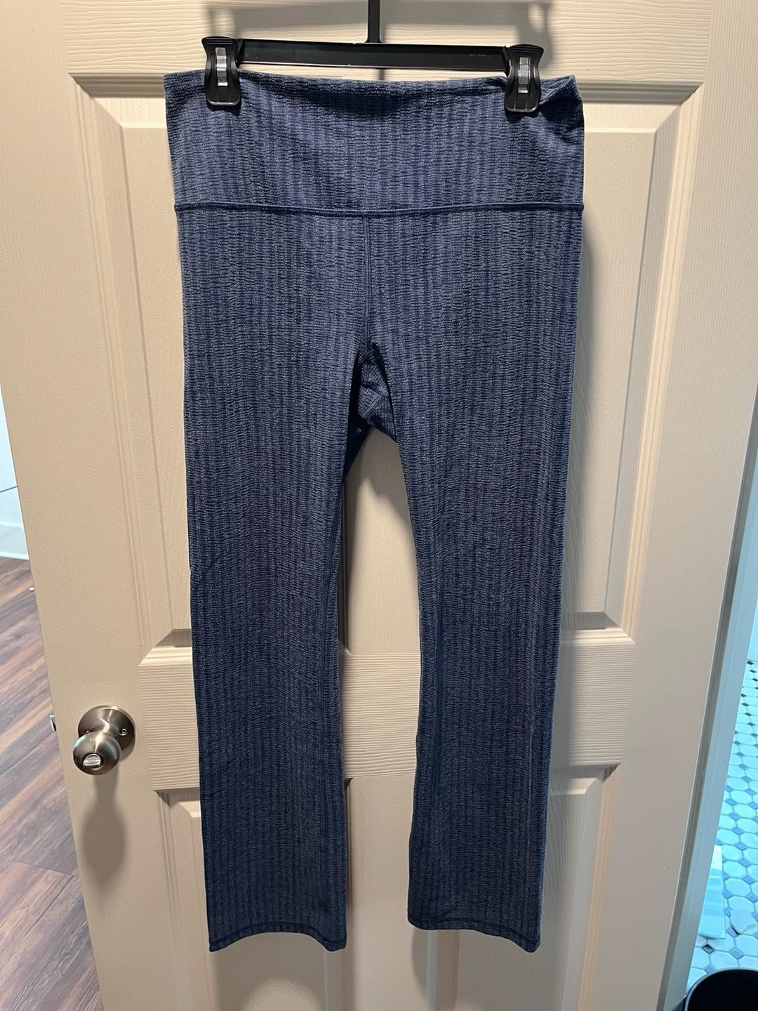 Athleta Elation Textured Straight Leg Pant in Nara Shibori Indigo, Size Large 2