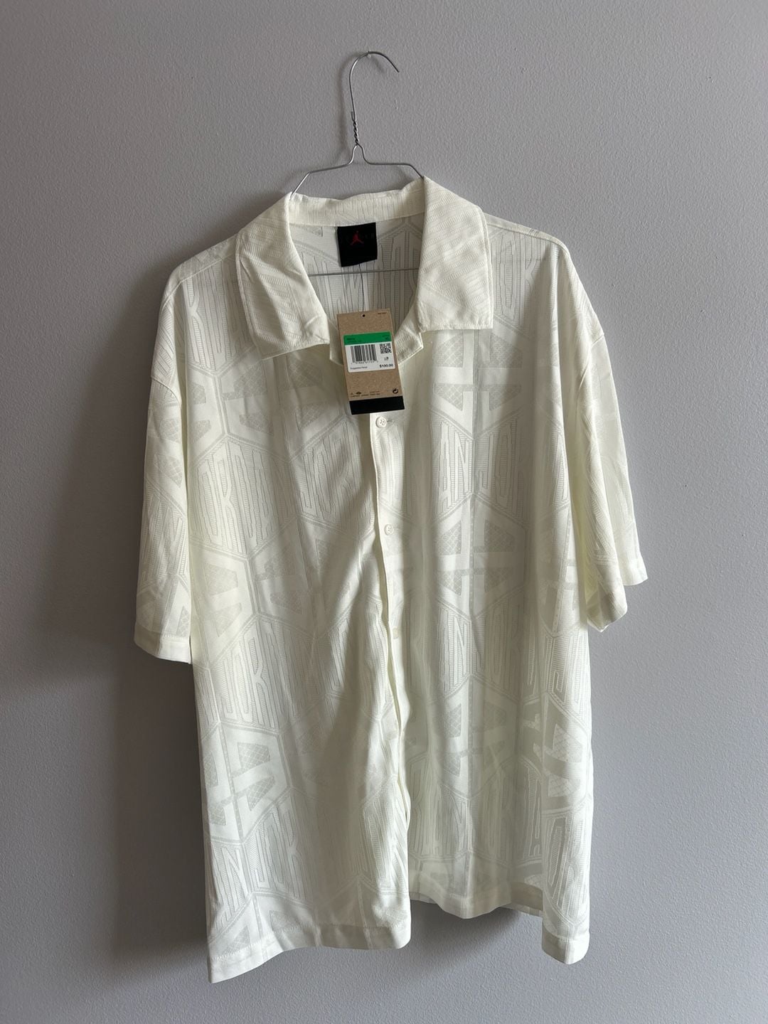 Jordan Flight Short-Sleeve Knit Top Jacquard Button Up Shirt - Sail/White 2