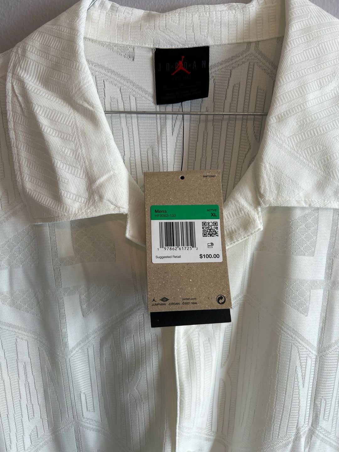 Jordan Flight Short-Sleeve Knit Top Jacquard Button Up Shirt - Sail/White 6