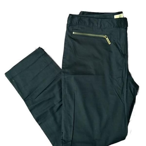 Michael Kors NAVY BLUE Gold-Zip Flat Front Skinny Ankle Pants Size 10 NWOT