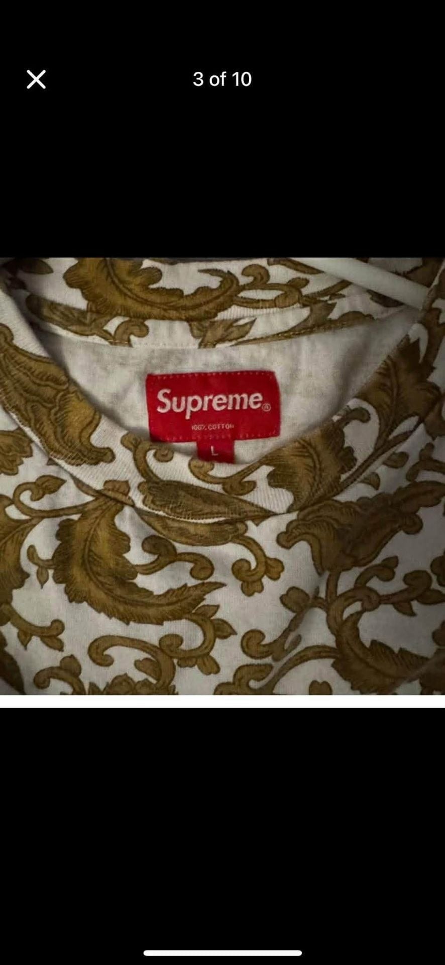 Supreme FW18 Baroque Long Sleeve Pocket Tee White/Gold 2