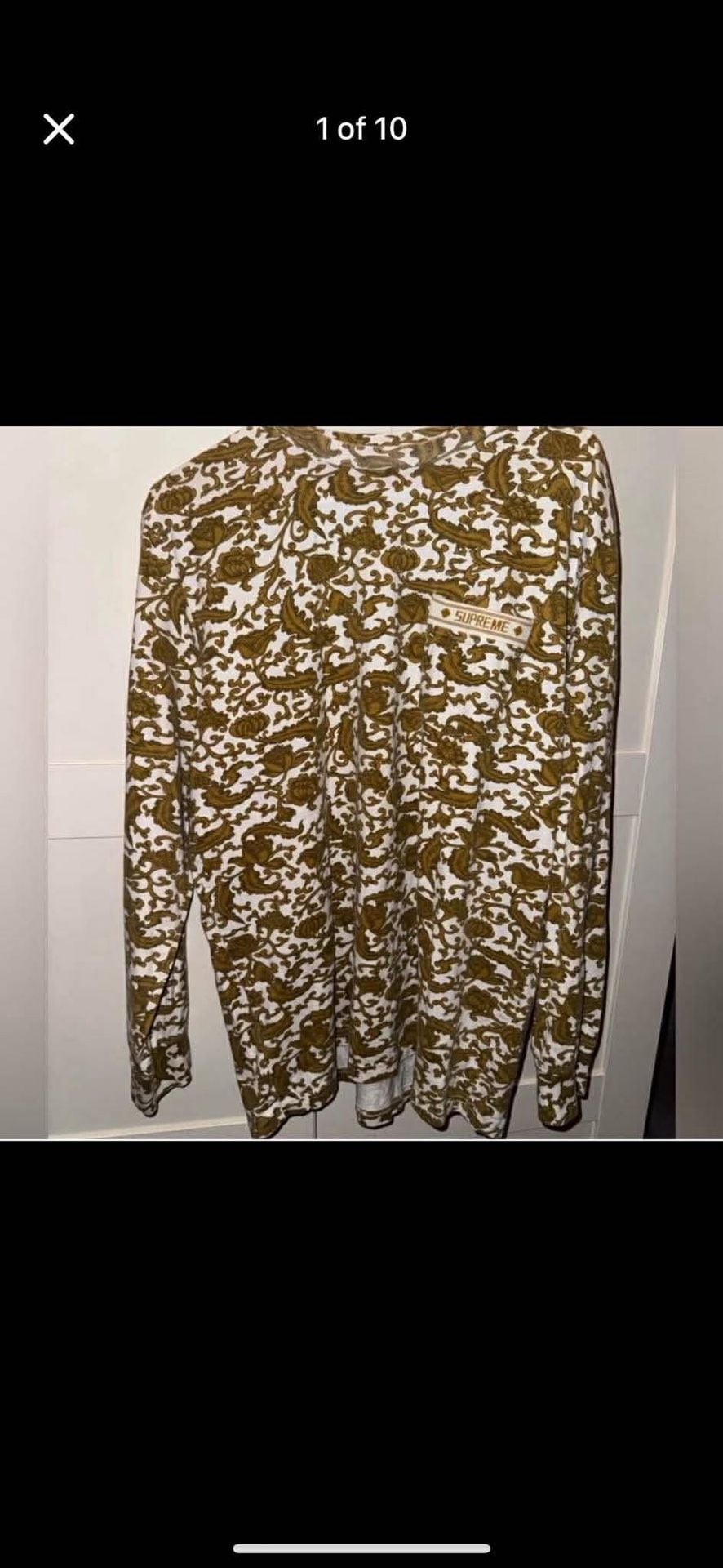 Supreme FW18 Baroque Long Sleeve Pocket Tee White/Gold 3