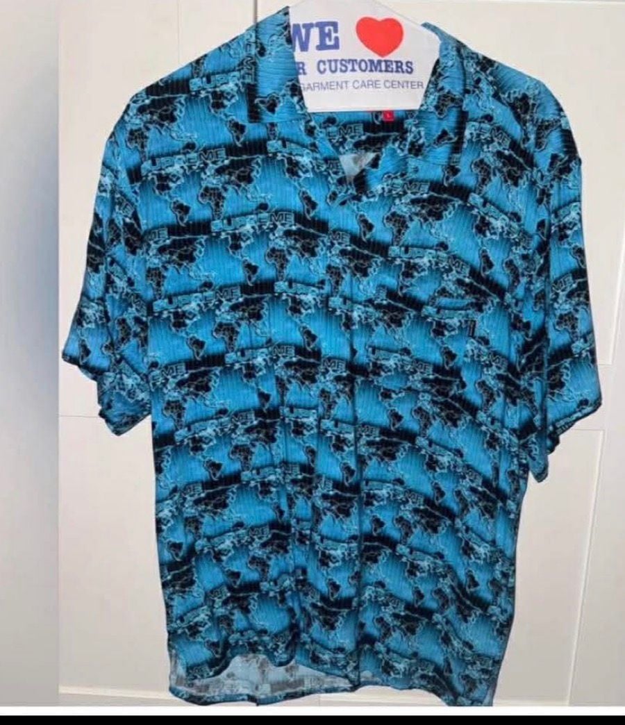 Supreme World Famous Rayon Short Sleeve Shirt Cyan 2