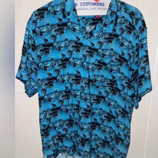 Supreme World Famous Rayon Short Sleeve Shirt Cyan