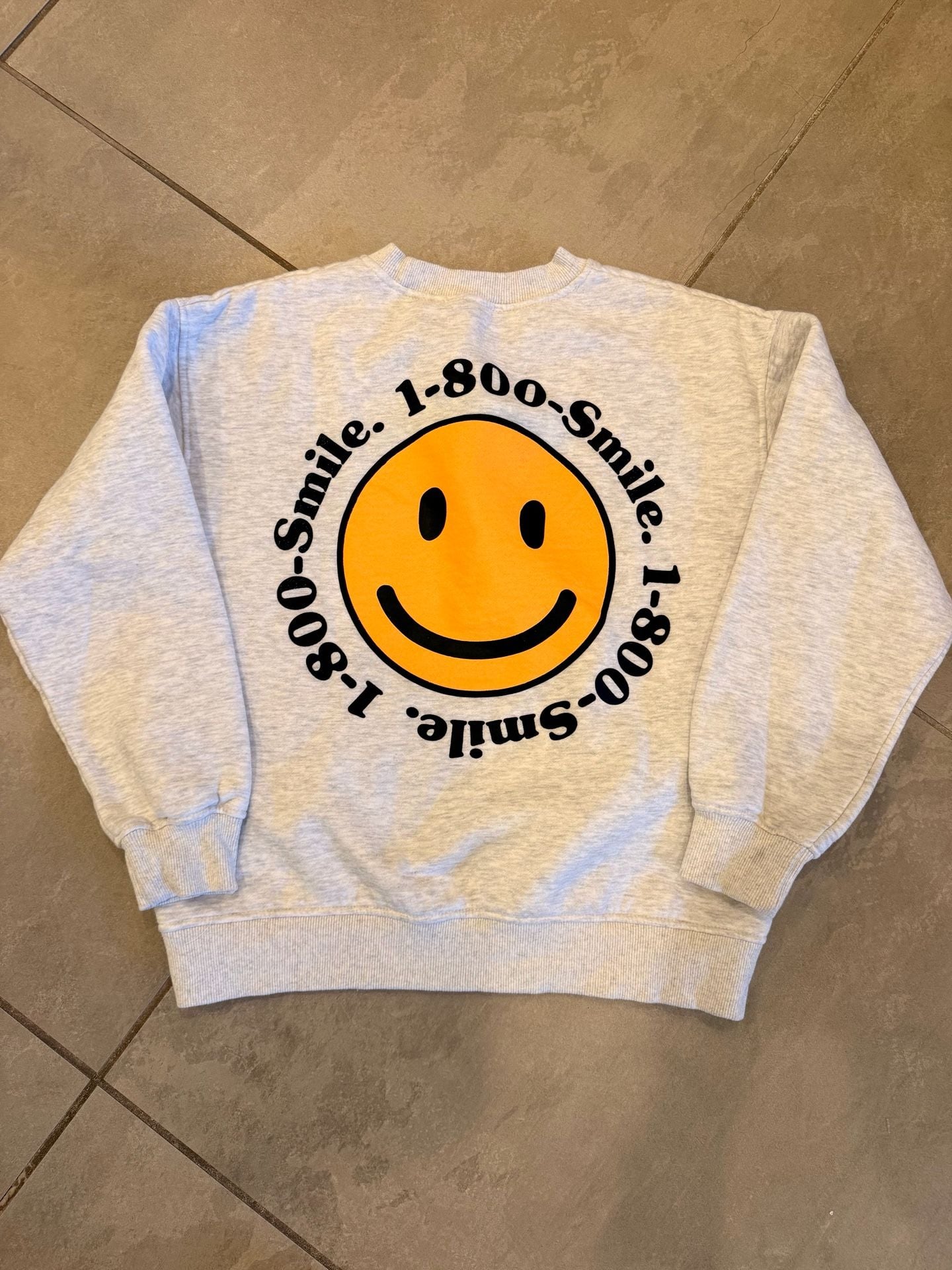 Bailey Rose 1-800-Smile Yellow Smiley Face Graphic Crewneck Sweatshirt 2