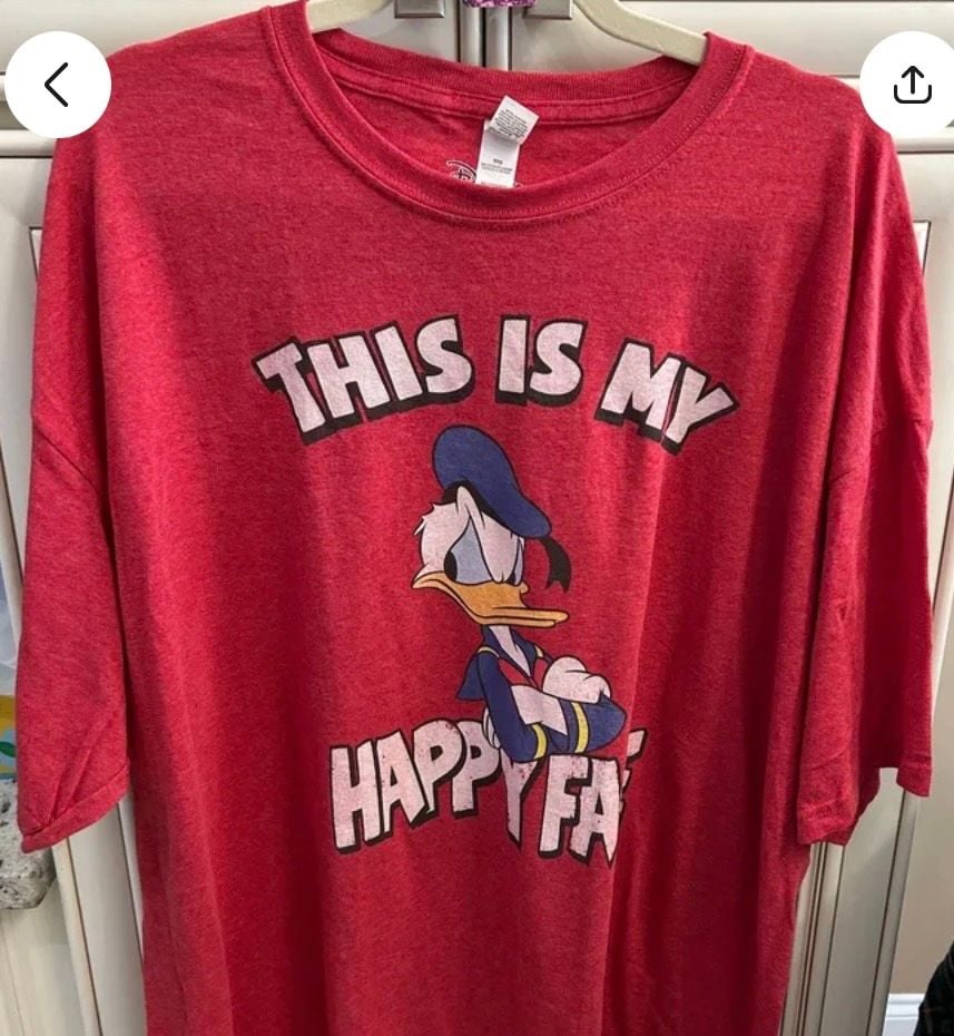 Disney Unisex Donald Duck 'This Is My Happy Face' Heather Red Graphic T-Shirt 1