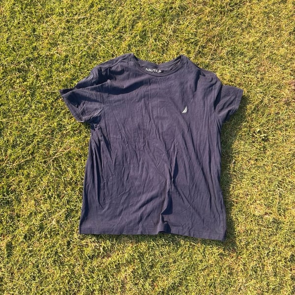 Nautica Men's Navy Blue Short Sleeve Crewneck J-Class Logo Deck T-Shirt