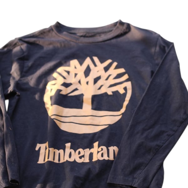 Timberland Boys Core Tree Logo Long Sleeve Graphic T-Shirt Navy Blue Size Medium (10/12)