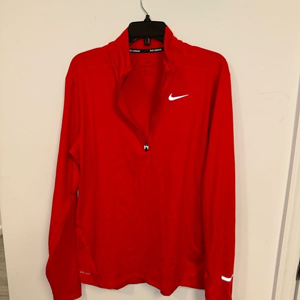 Nike Women's Dri-FIT Element Half-Zip Long Sleeve Running Top - Red