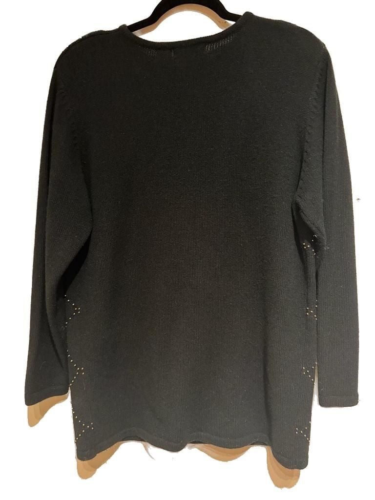 Vintage Liz Claiborne Collection Black Lambswool Blend Beaded Sweater 4