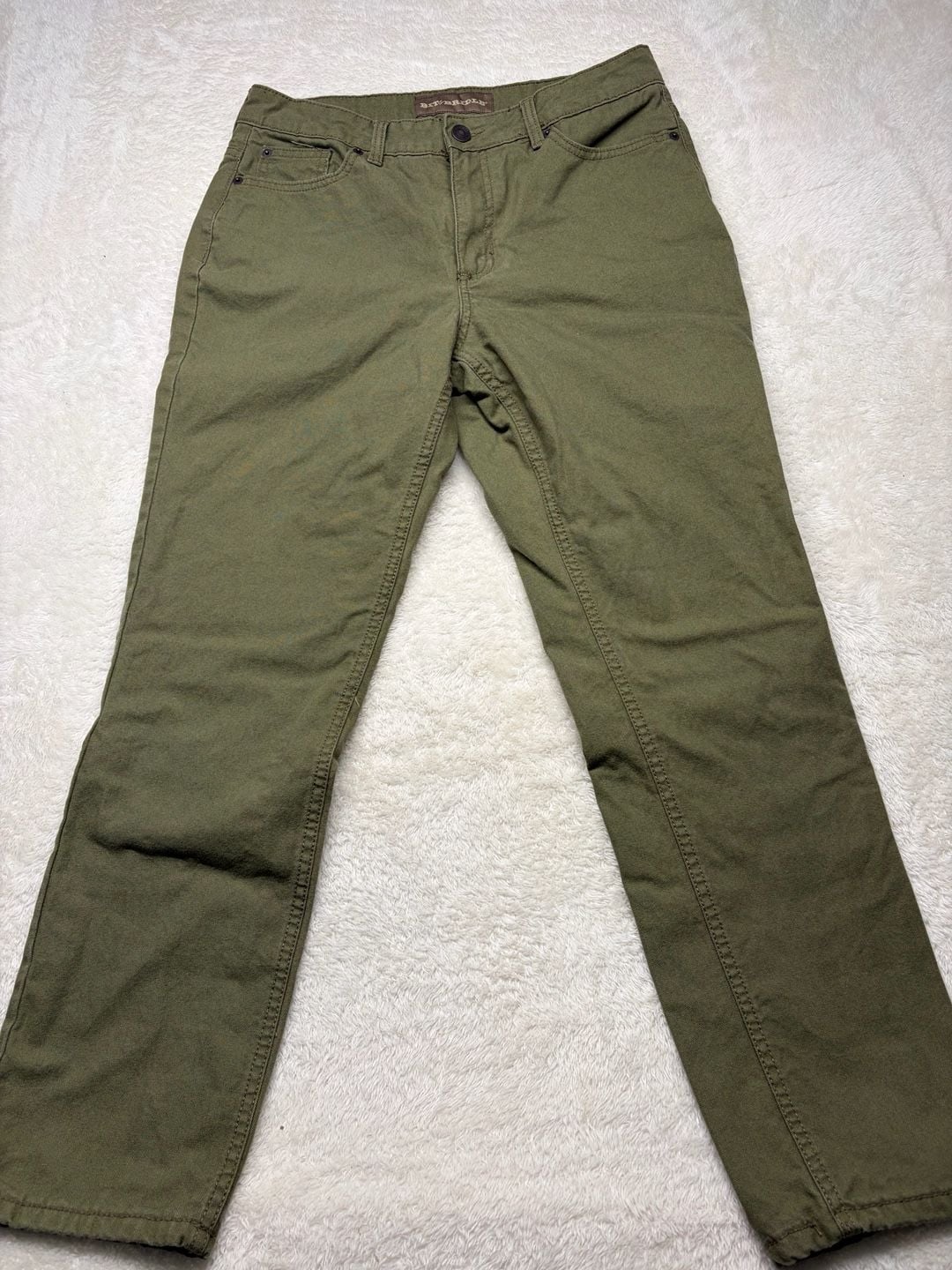 Bit & Bridle Women's Size 10 Olive Green Flannel Lined Cotton Canvas Pants-HORSE 3