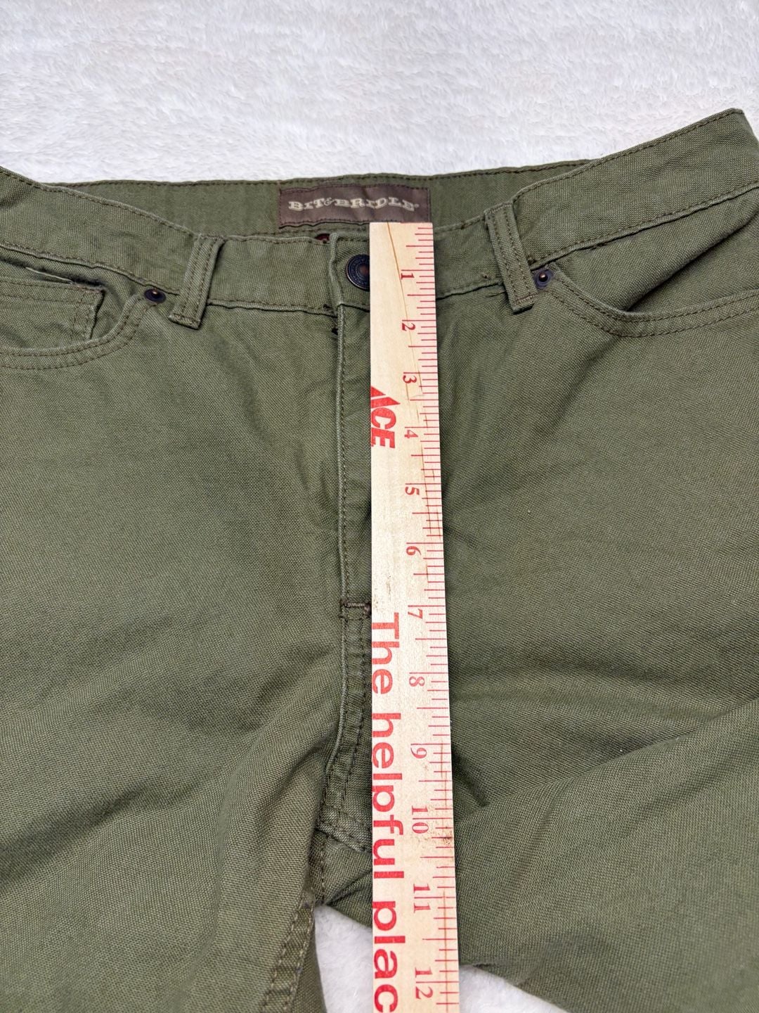 Bit & Bridle Women's Size 10 Olive Green Flannel Lined Cotton Canvas Pants-HORSE 7