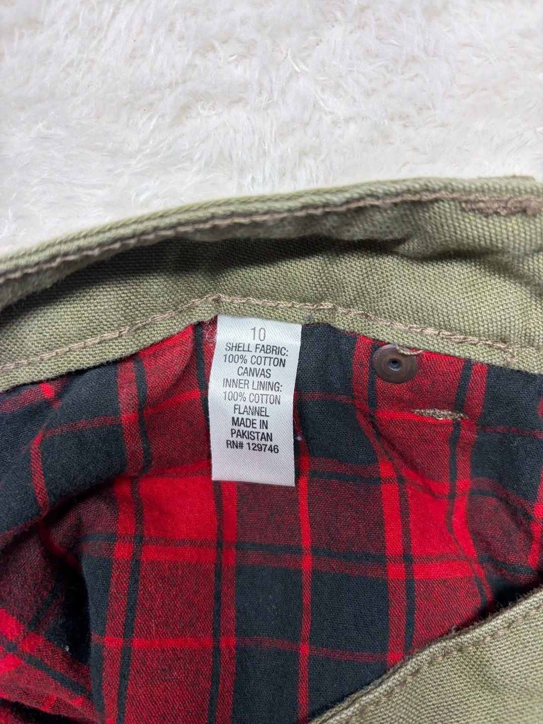 Bit & Bridle Women's Size 10 Olive Green Flannel Lined Cotton Canvas Pants-HORSE 9