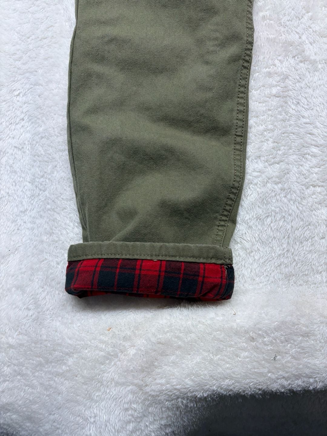 Bit & Bridle Women's Size 10 Olive Green Flannel Lined Cotton Canvas Pants-HORSE 12