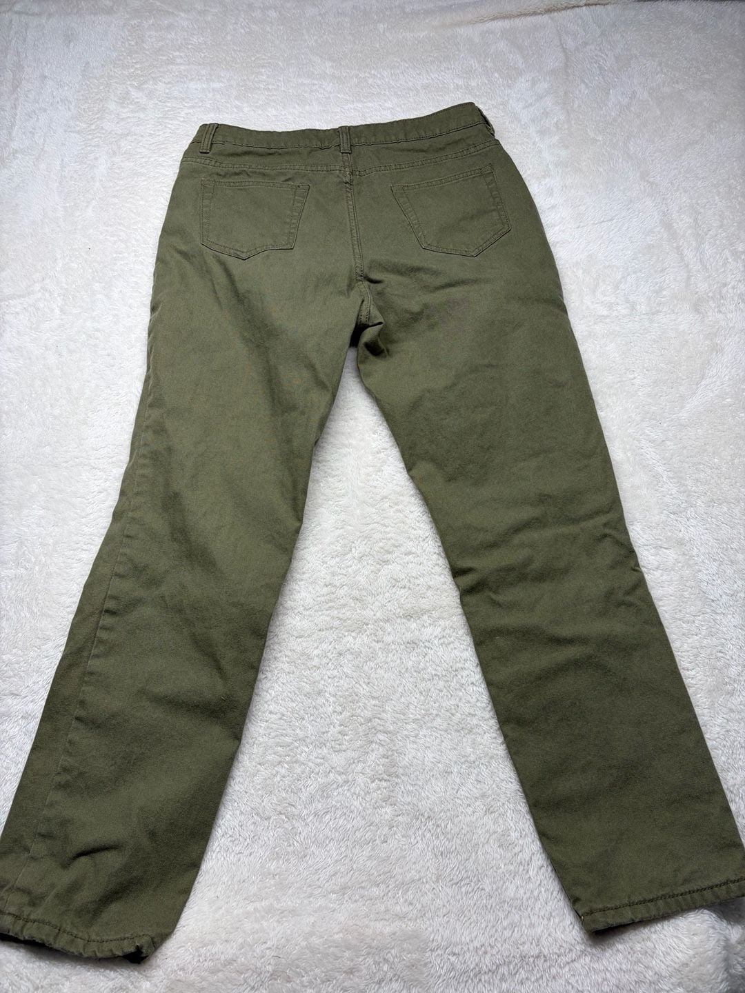 Bit & Bridle Women's Size 10 Olive Green Flannel Lined Cotton Canvas Pants-HORSE 13