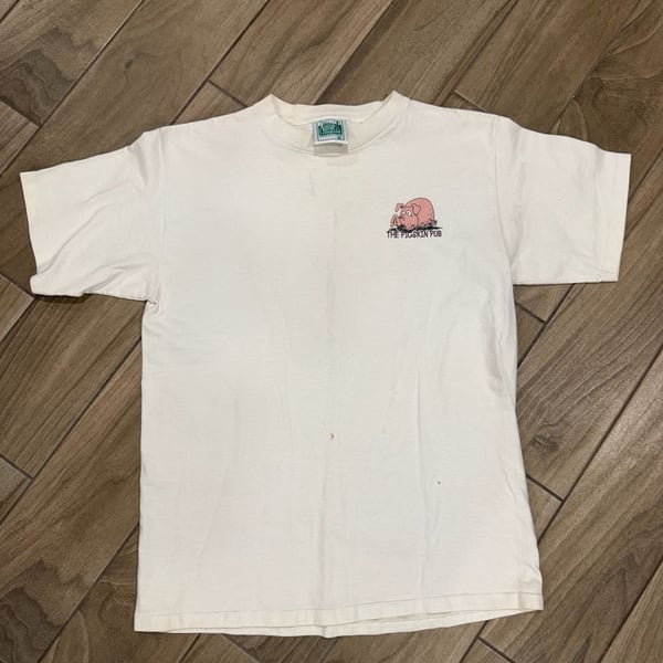 Vintage 90s The Pigskin Pub Beer Cartoon Graphic T-Shirt Medium