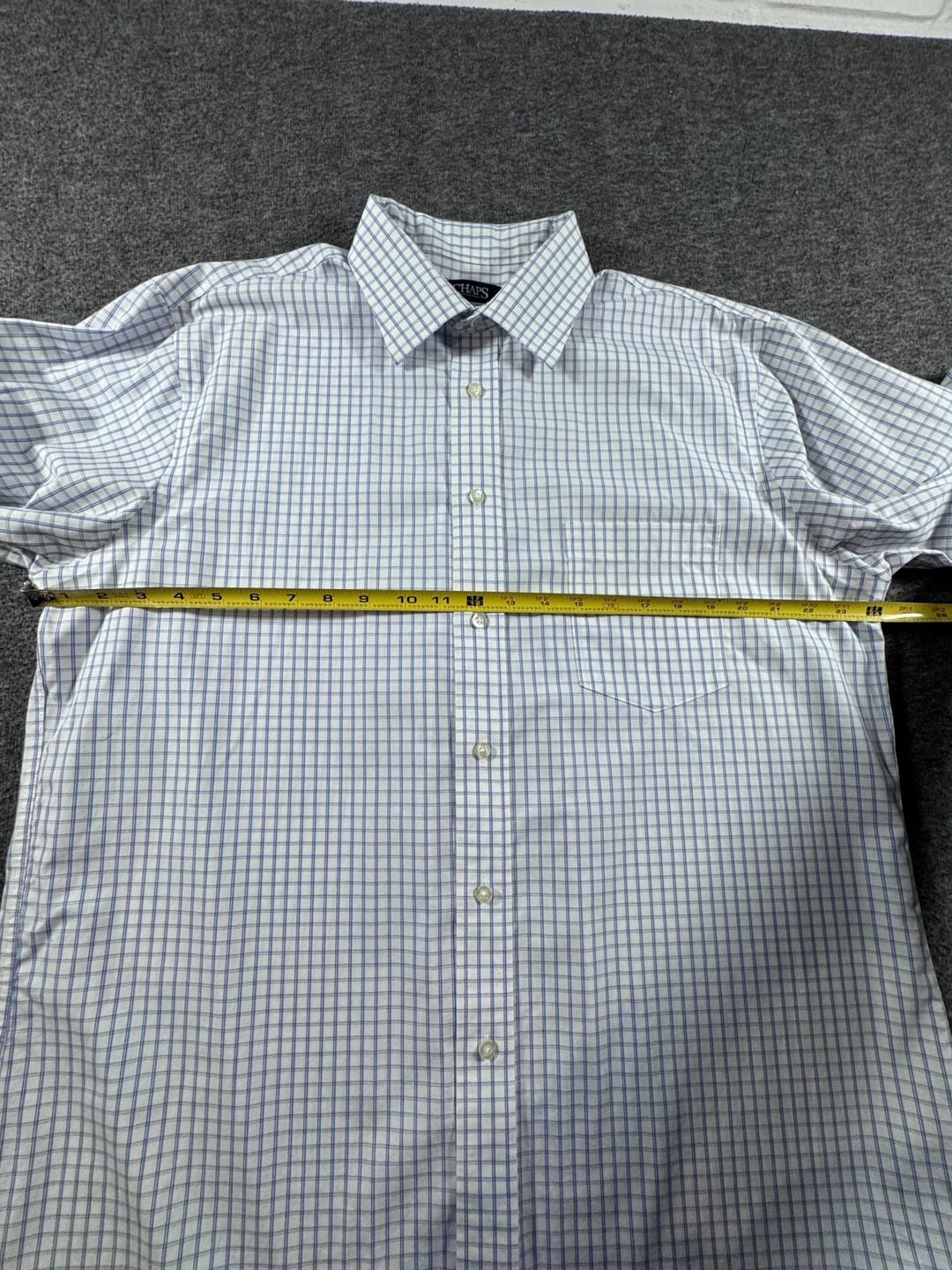 Chaps Men's Regular Fit Ultimate Non-Iron Blue Check Dress Shirt Size 17 32/33 9