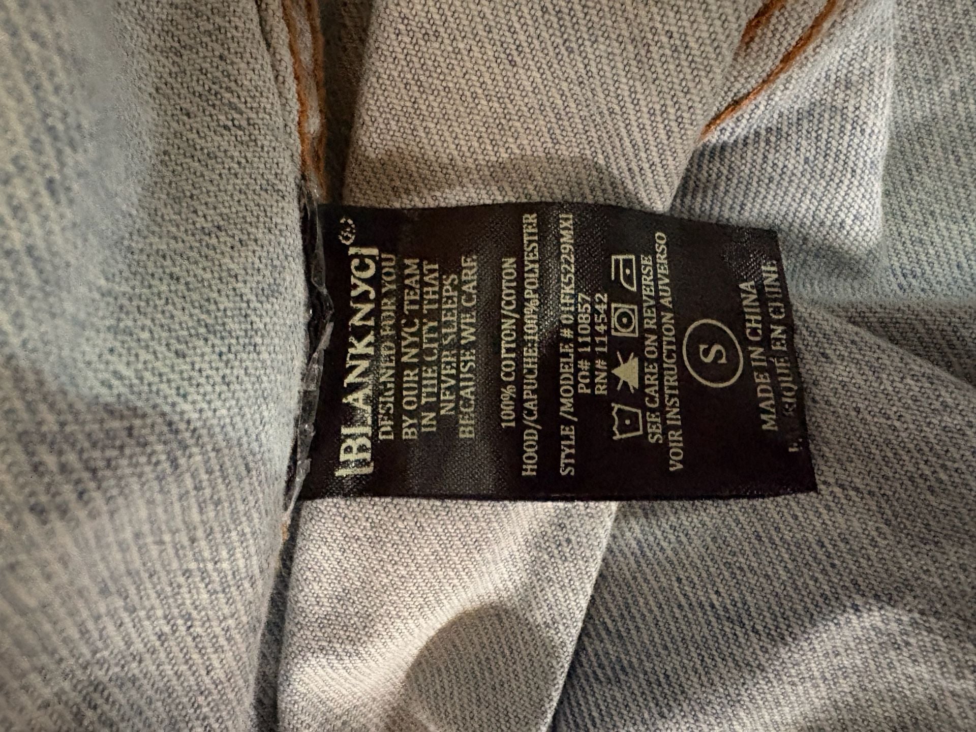 BLANKNYC Casual Encounter Hooded Denim Jacket in Light Wash 8
