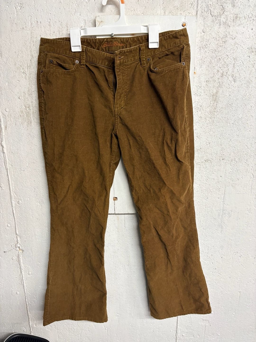 Eddie Bauer Women's Brown High Rise Stretch Corduroy Pants Size 12 Short 2