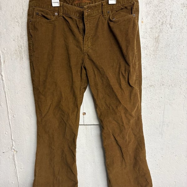 Eddie Bauer Women's Brown High Rise Stretch Corduroy Pants Size 12 Short