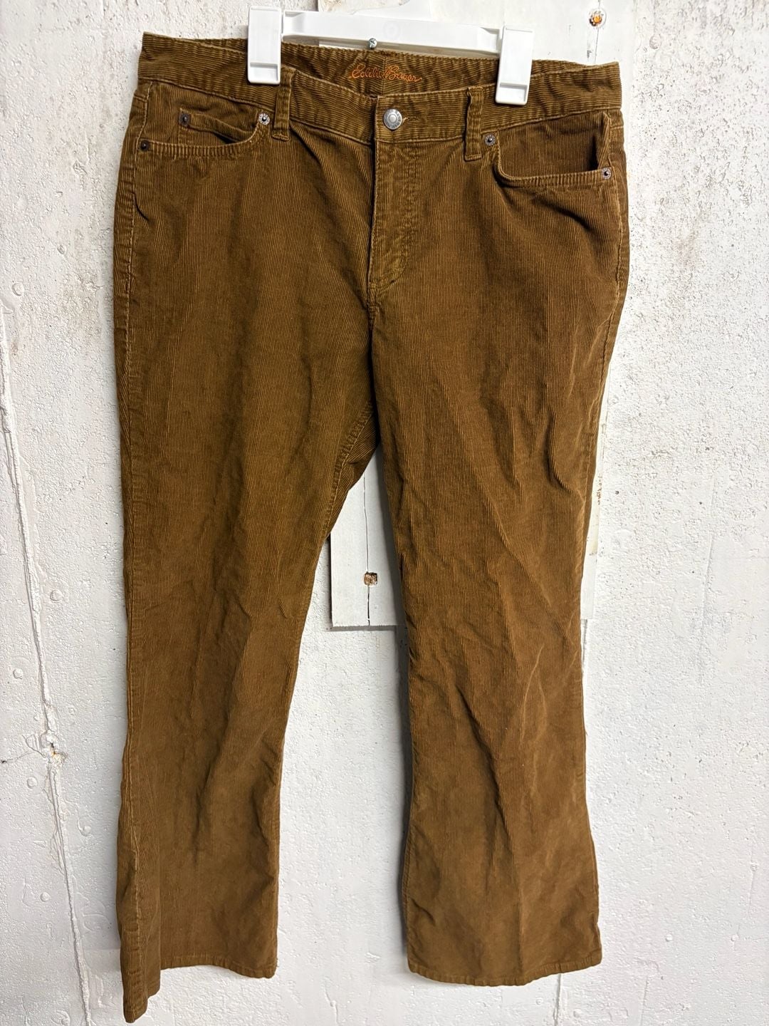 Eddie Bauer Women's Brown High Rise Stretch Corduroy Pants Size 12 Short 7