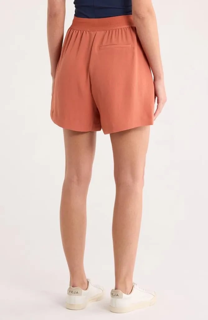 SPANX Carefree Crepe 6" Pleated Shorts in Sedona 7