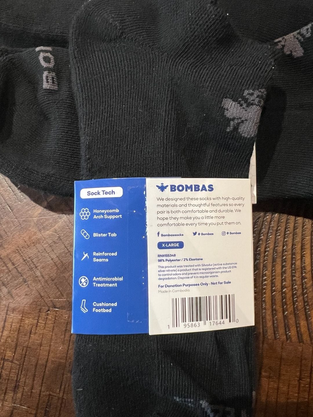 Bombas Men's Black Ankle Socks 4-Pack Size XL 2