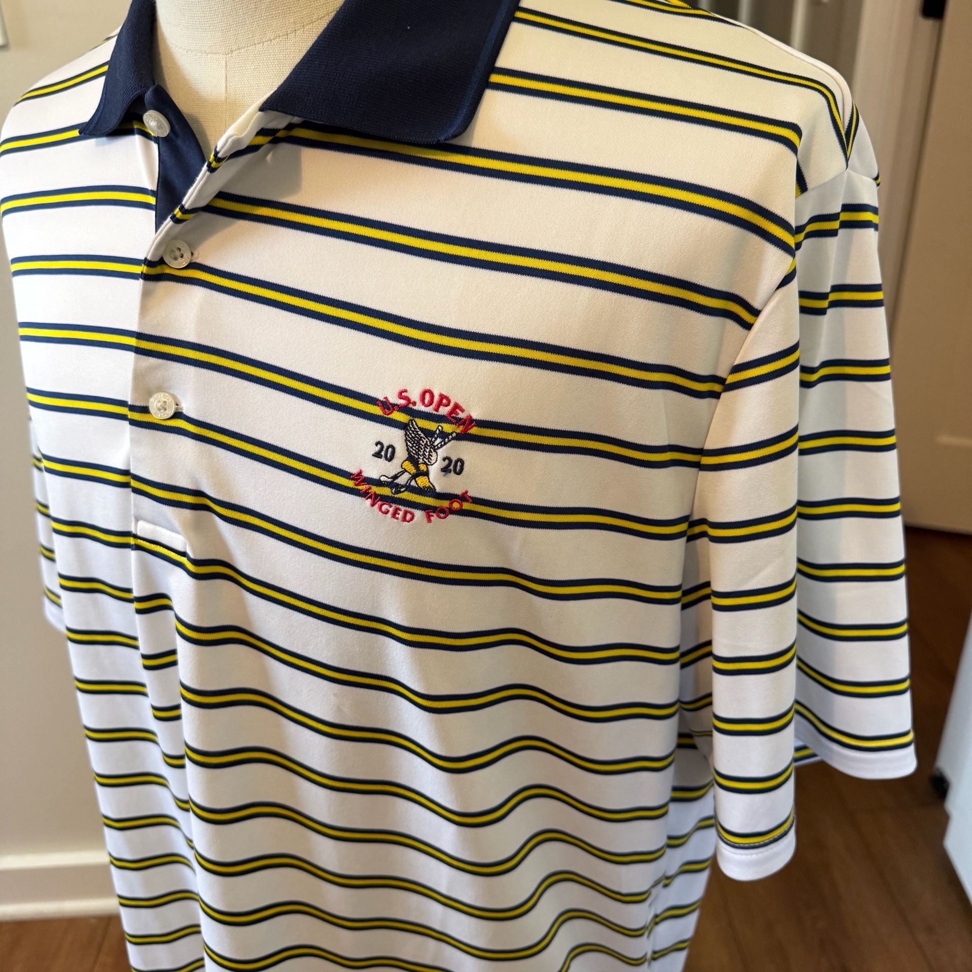 Polo Ralph Lauren 2020 U.S. Open Winged Foot Striped Performance Golf Polo Shirt XL 4