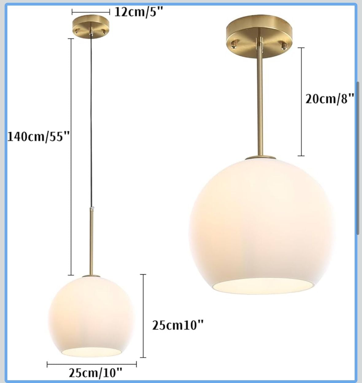 Modern 10-Inch 1-Light Satin Gold and Frosted White Glass Globe Pendant 2