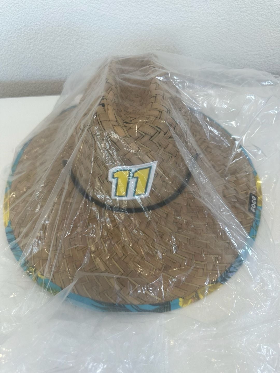 Denny Hamlin NASCAR #11 FOCO Floral Underbrim Straw Lifeguard Sun Hat 1