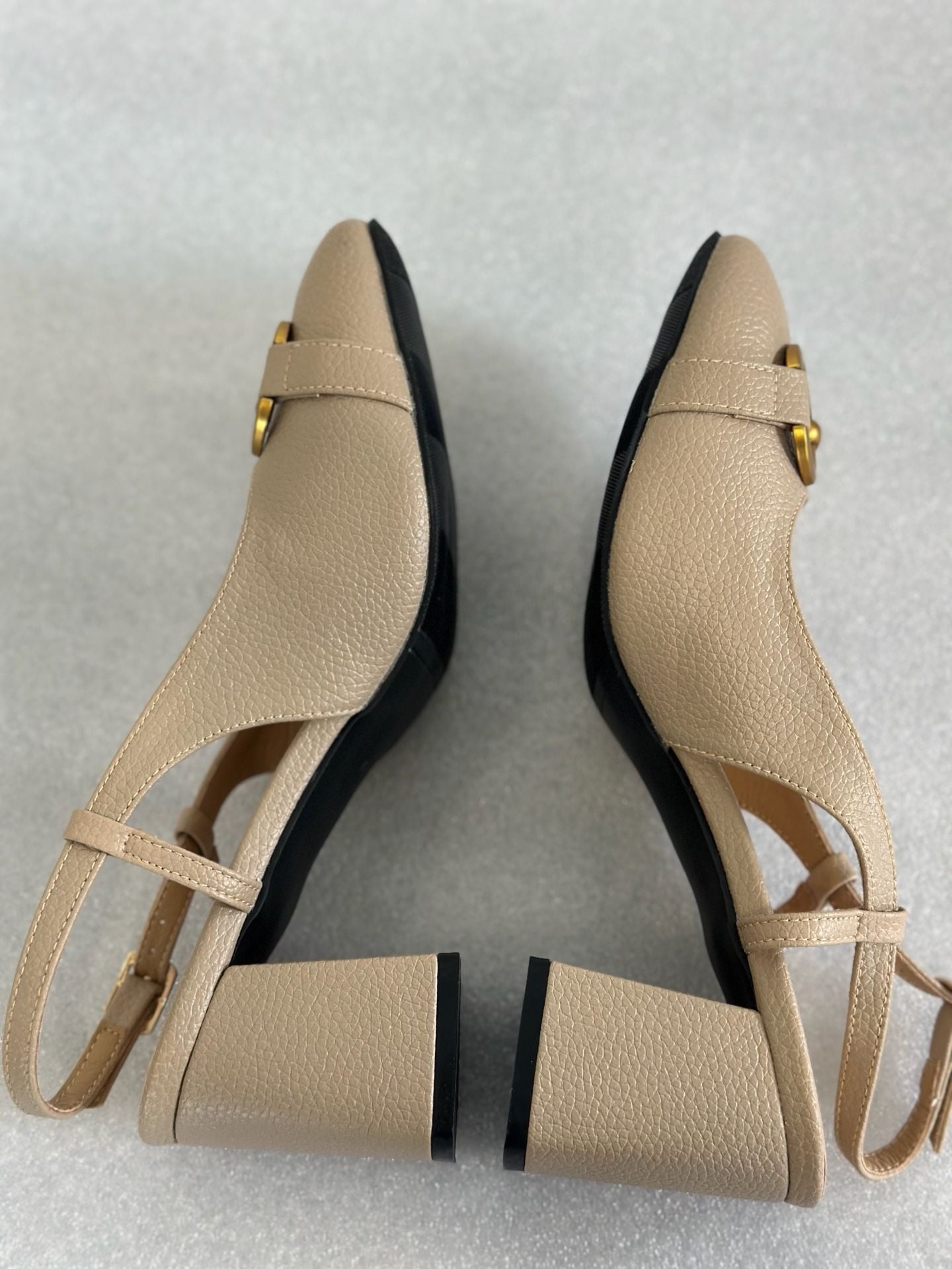 Vertundy Women's Slingback Square Toe Chunky High Heel Sandals with Gold Bit Detail 11