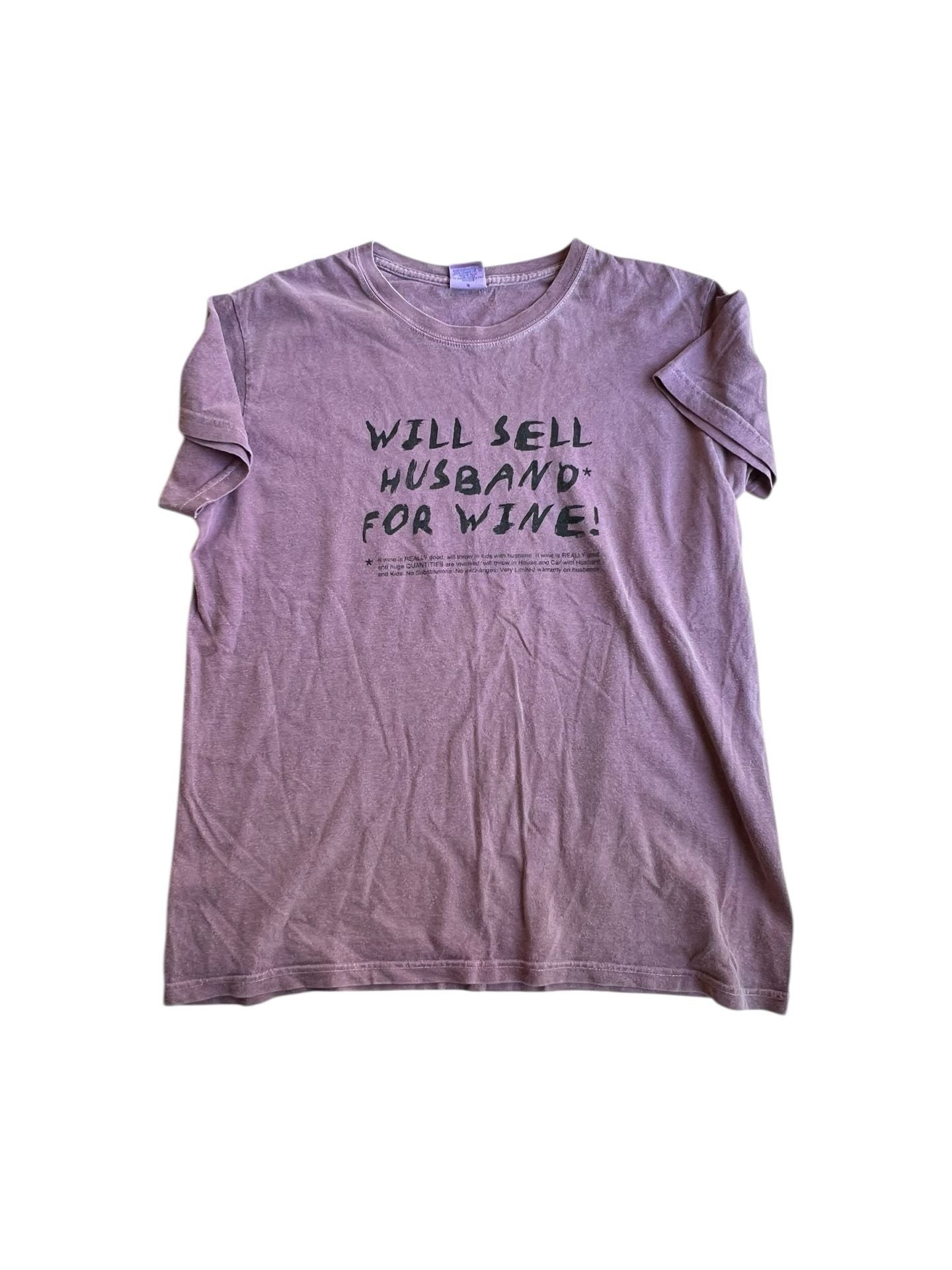 Crazy Shirts Wine-Dyed Will Sell Husband For Wine Graphic T-Shirt 2