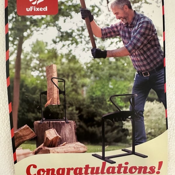 uFixed Manual Firewood Kindling Splitter with Safety Gloves and Log Carrying Bag