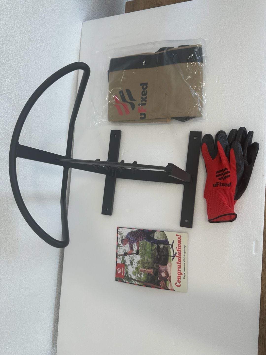uFixed Manual Firewood Kindling Splitter with Safety Gloves and Log Carrying Bag 3