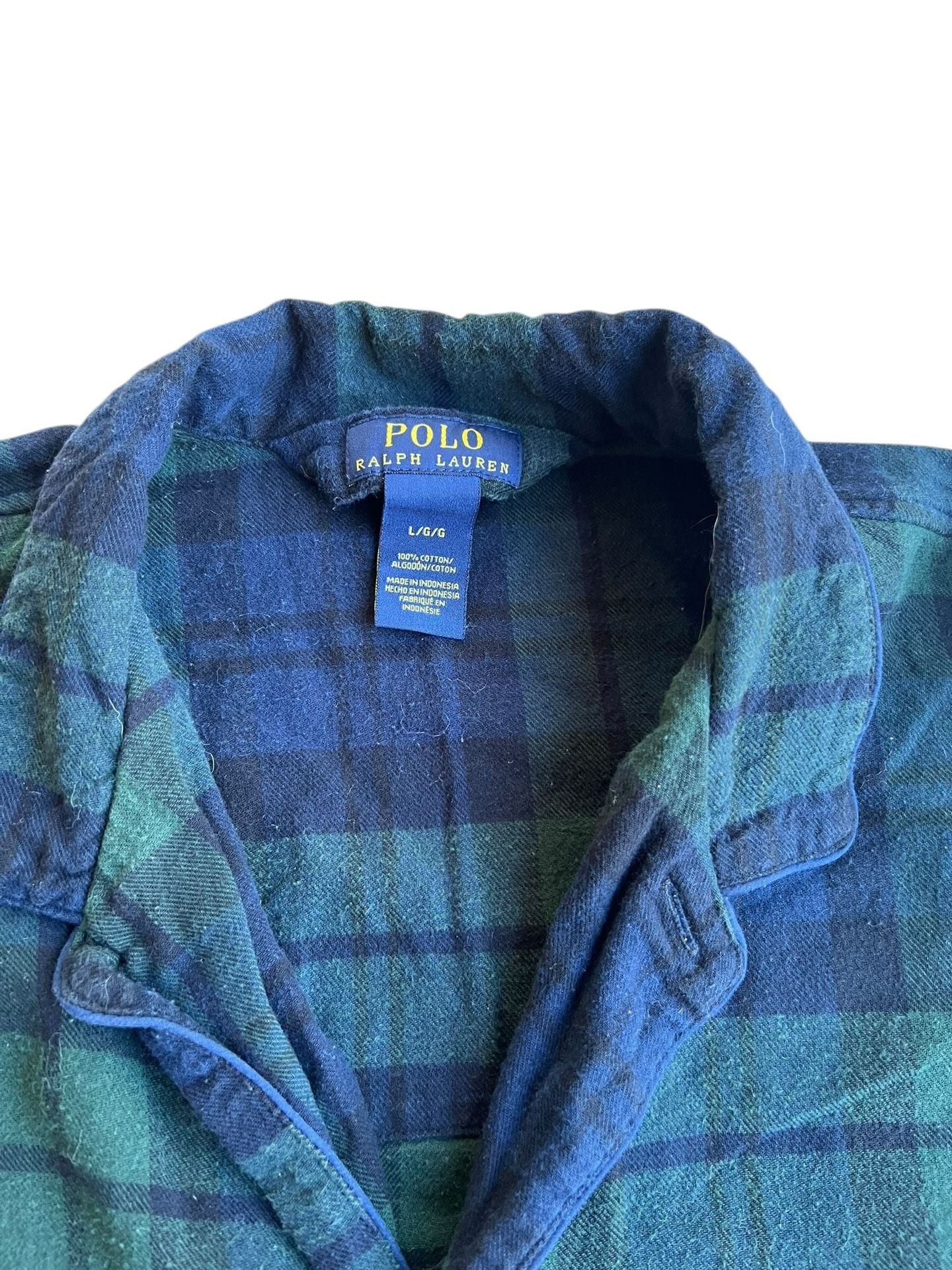 Polo Ralph Lauren Black Watch Tartan Plaid Flannel Pajama Top Large 2