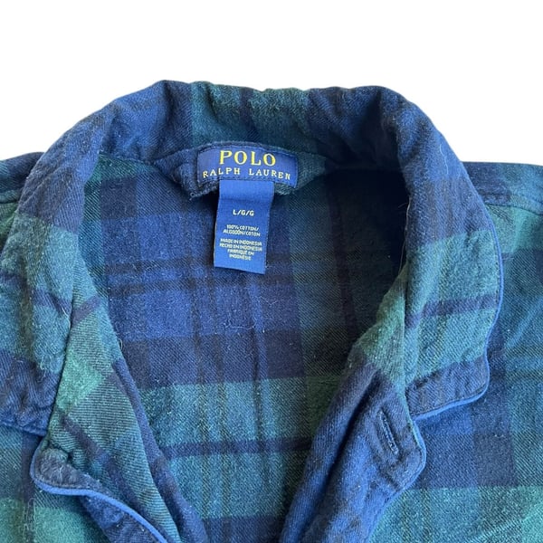 Polo Ralph Lauren Black Watch Tartan Plaid Flannel Pajama Top Large