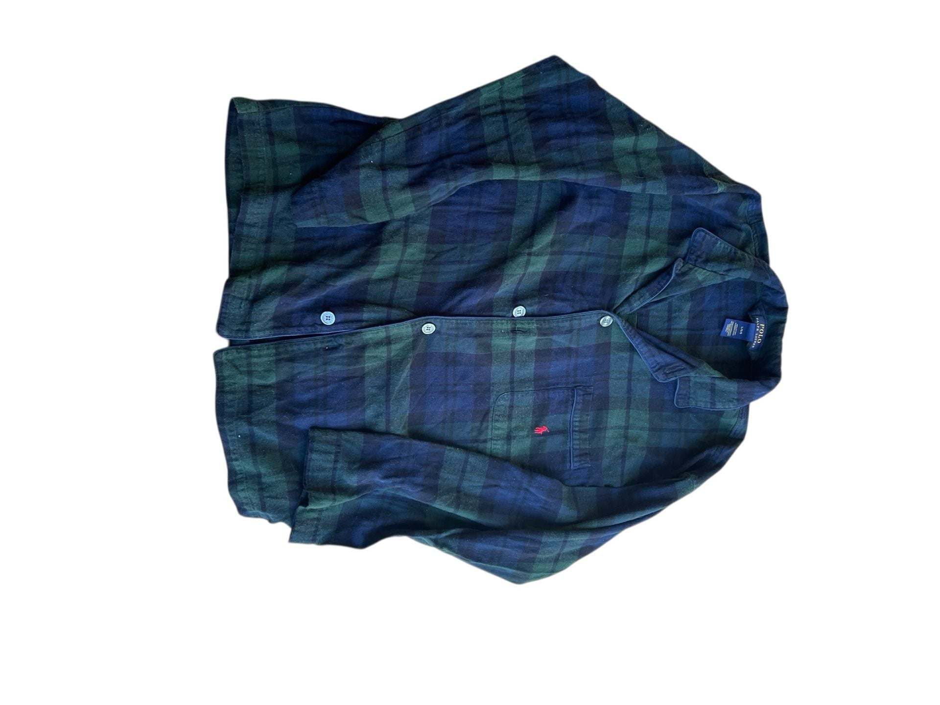 Polo Ralph Lauren Black Watch Tartan Plaid Flannel Pajama Top Large 3