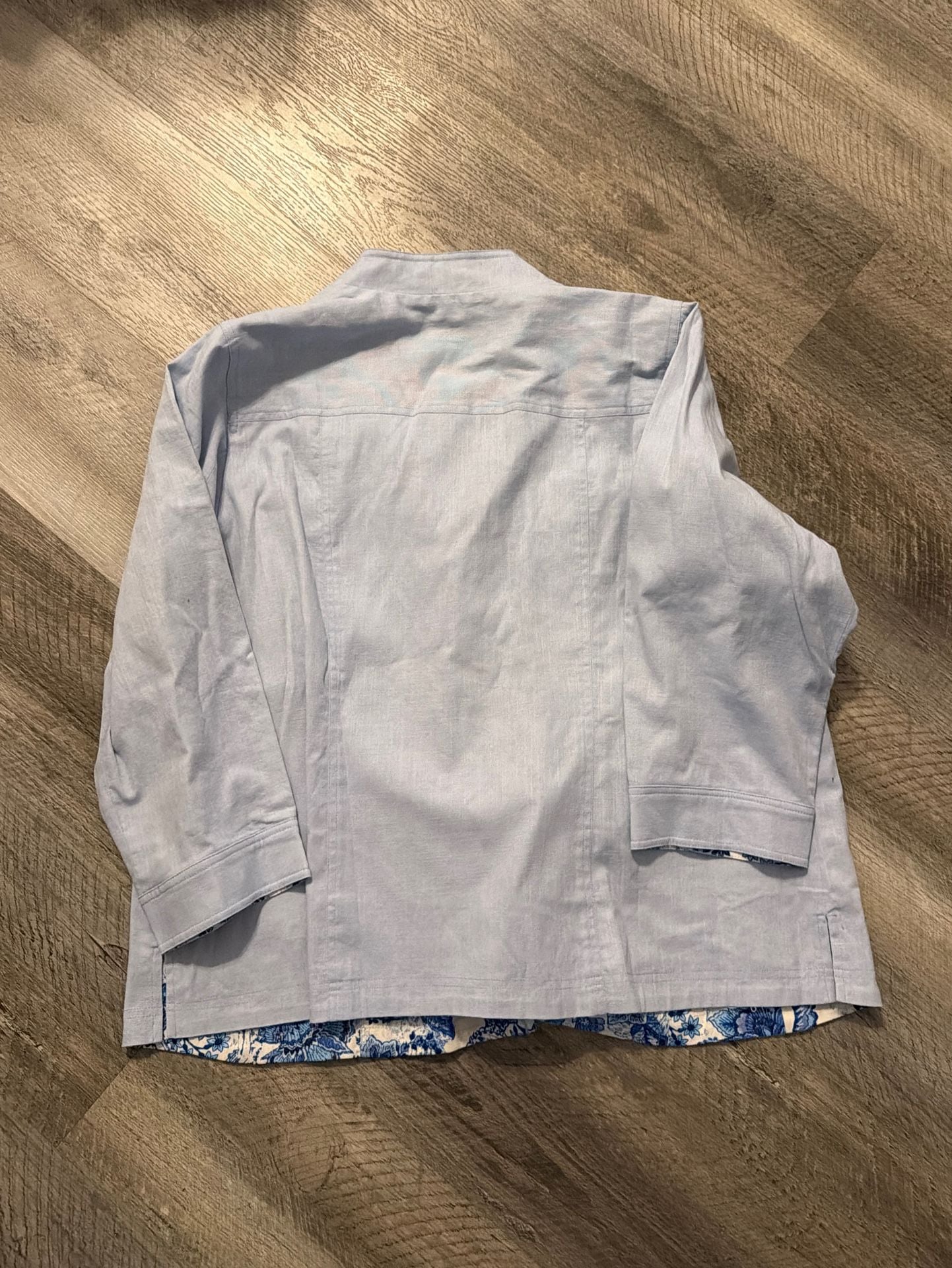 Belle by Kim Gravel Pale Blue Snap-Front Utility Jacket with Floral Lining Size 1x 6