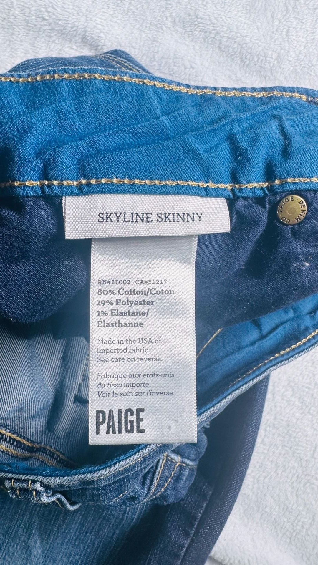 PAIGE Skyline Skinny Jeans in Dark Wash Size 26 5