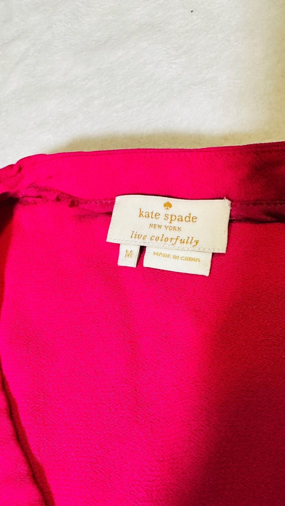Kate Spade New York Magenta Pink V-Neck Ruffle Sleeve Viscose Blouse 3