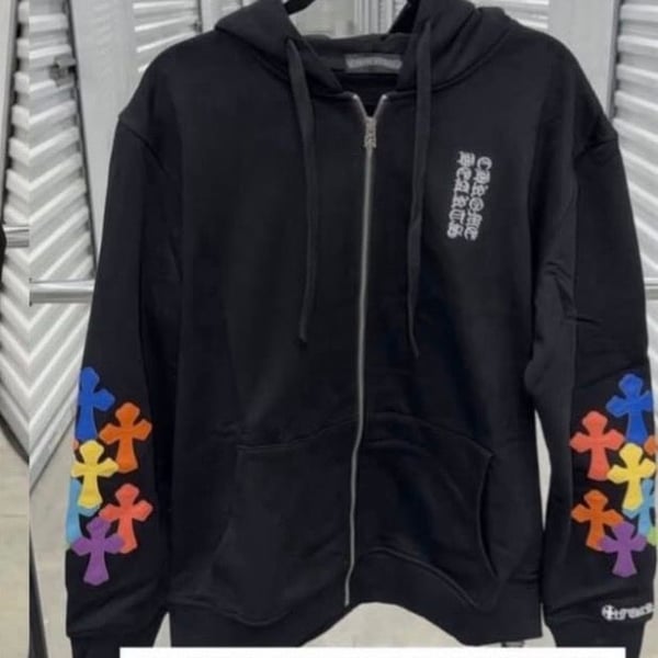 Chrome Hearts Multi Color Cross Cemetery Zip Up Hoodie Black