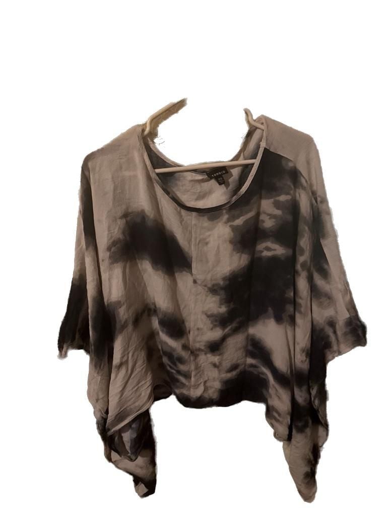 Torrid Tie-Dye Hi-Lo Poncho Style Tunic Top Black and White Plus Size 2/3 2