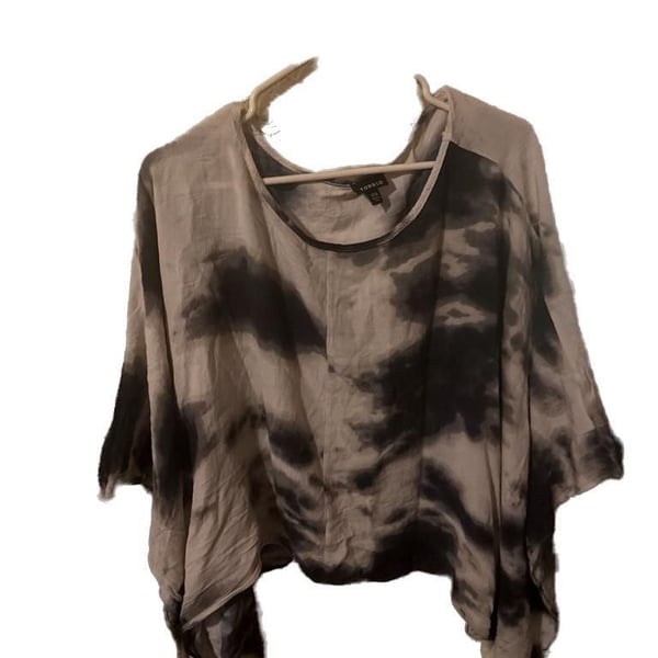 Torrid Tie-Dye Hi-Lo Poncho Style Tunic Top Black and White Plus Size 2/3