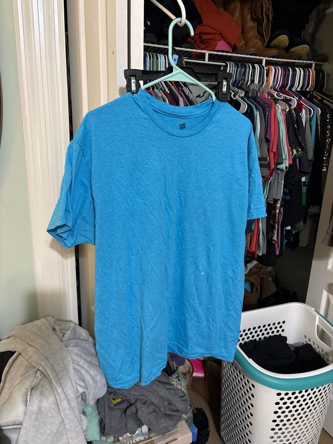Hanes Cool Dri Mens Large Short Sleeve Tee Blue Heather 2