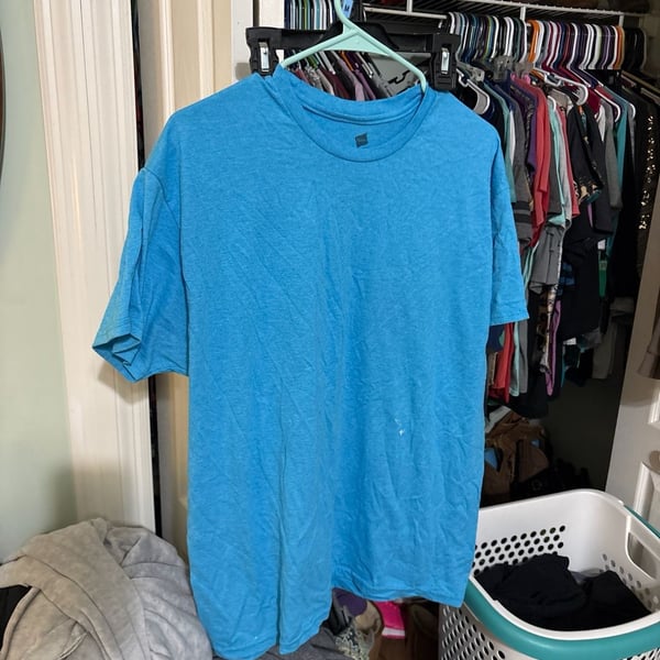 Hanes Cool Dri Mens Large Short Sleeve Tee Blue Heather