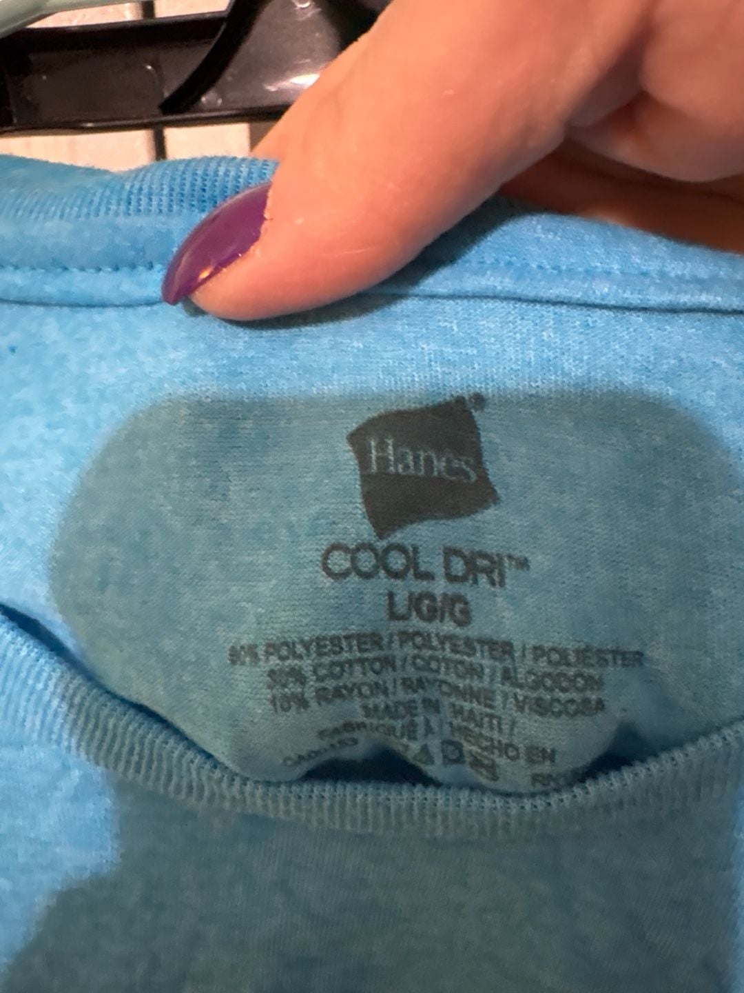 Hanes Cool Dri Mens Large Short Sleeve Tee Blue Heather 3