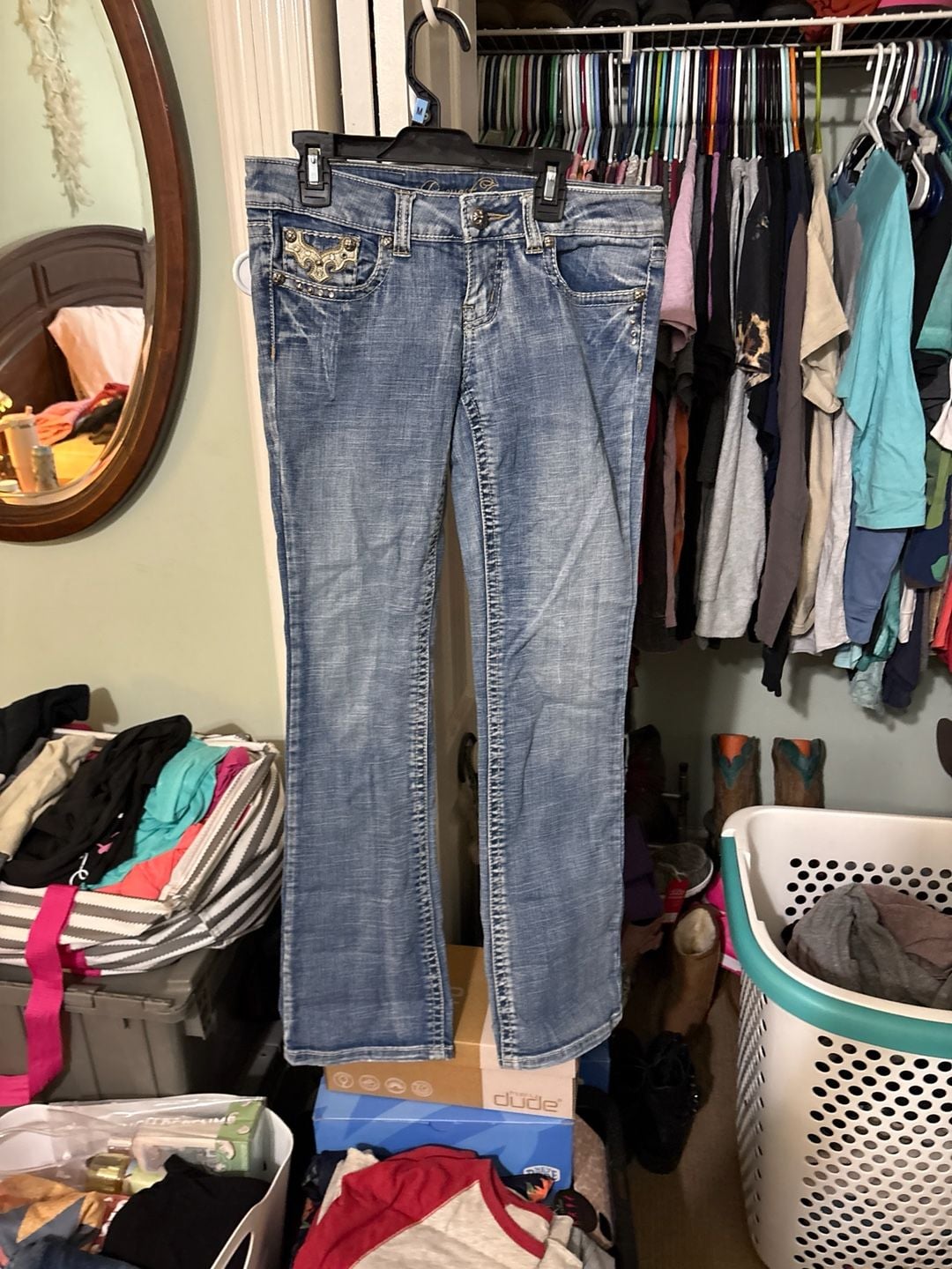 Request Jeans Women's Size 5/27 Embellished Bootcut Denim with Studded Pockets 2