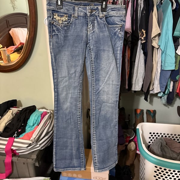 Request Jeans Women's Size 5/27 Embellished Bootcut Denim with Studded Pockets