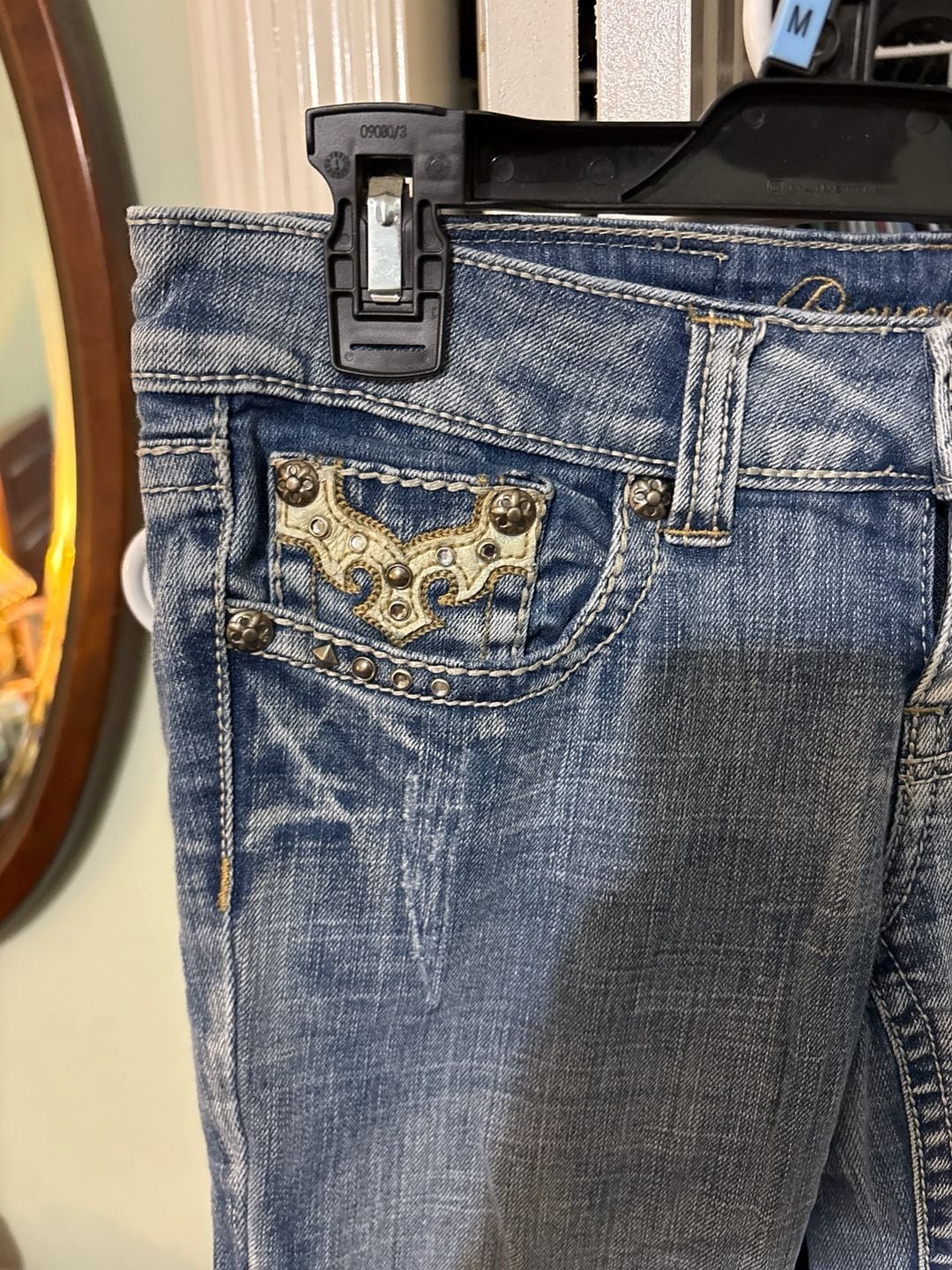 Request Jeans Women's Size 5/27 Embellished Bootcut Denim with Studded Pockets 3