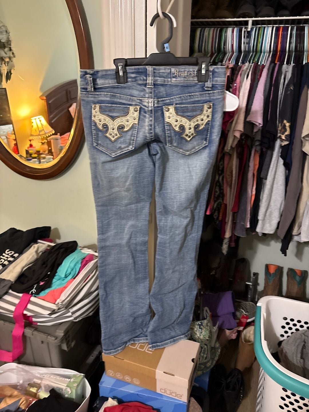 Request Jeans Women's Size 5/27 Embellished Bootcut Denim with Studded Pockets 4